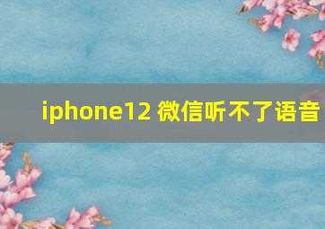 iphone12 微信听不了语音